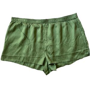 Victoria Secret PINK 100% Tencel Pajama Short Size XXL 2XL Green Silk Boxer NWOT